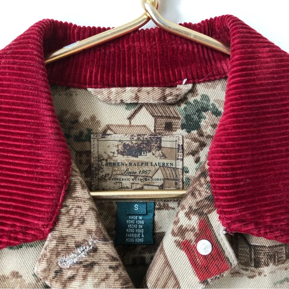 Ralph Lauren Vintage Cotton Canvas Jacket Prairie Country Scenery S - Picture 3 of 12